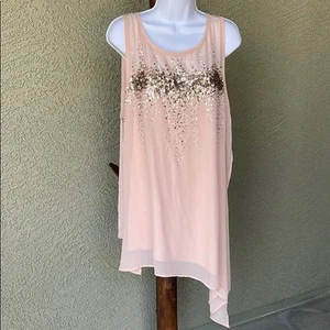 Women's Lane Bryant Pink Asymmetrical Embellished Tank Top Size 22/24 - Picture 1 of 8
