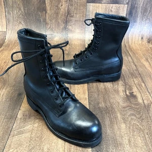 Cove Shoe Company Combat Boots Men Size 7 Black Leather Lace Up Vintage Nov 1986 - Picture 1 of 10