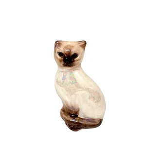 Vintage Signed Avon Siamese Cat Kitten Lusterware Ceramic Brooch Pin - Picture 1 of 13