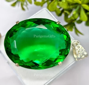 140+ Ct Beautiful Green Topaz Oval German Silver Solitaire Loose Gemstone - Picture 1 of 5