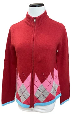 Cárdigan Express Rojo Lana Argil Cremallera Completa Manga Larga Mezcla Lana de Cordero Talla Pequeña Foto 1 de 4