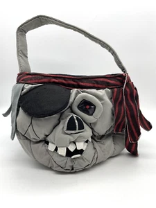 Calavera Pirata Halloween Truco o Trato Bolsa Cubo de Caramelos con Sonido Espeluznante Risa - Imagen 1 de 10
