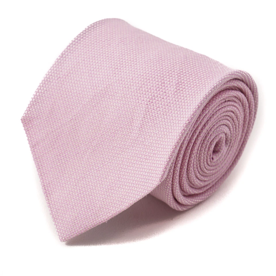 Новый с Ярлыками $295 CESARE ATTOLINI розовый и белый тонкий сплетенный узор шелковый галстук - Изображение 1 из 2