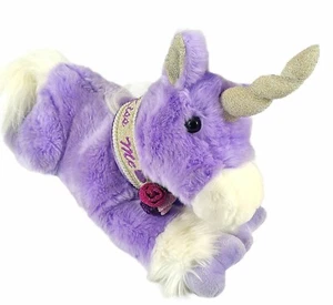 Caltoy lila Einhorn Plüsch 16 Zoll mit Glitzerkragen Herzen Kiss Me Floppy - Bild 1 von 12