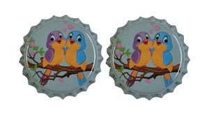 Beer Bottle Caps - Easter Birds Spring - 1 Pair - Picture 1 of 2