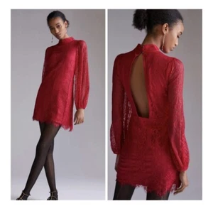 New Anthropologie Maeve Open-Back Lace Mini Dress Size 6 - Picture 1 of 10