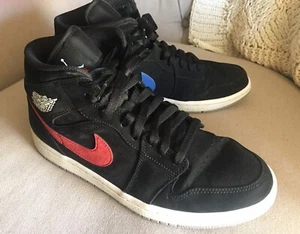 Nike Air Jordan 1 Retro Mid Black Multicolor Swoosh Black 554724-065 Size 9 - Picture 1 of 7