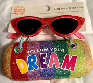 Wonder Nation "Follow your Dream" Sunglasses And Case Set- Girls New - Picture 1 of 2