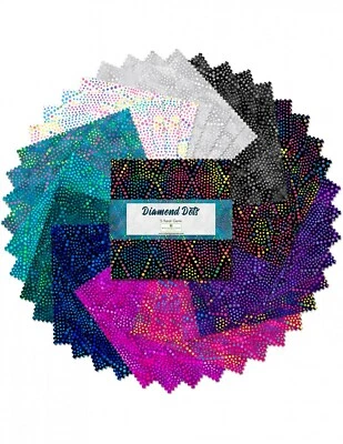 Paquete de dijes cuadrados de tela de 42 cuadrados de 5" - gemas esenciales de 5 quilates con puntos de diamante Foto 1 de 4