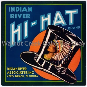 Florida Fruit Crate Label Fine Art Print, Top hat  , approx 10.8"x 10.8" 12814 - Picture 1 of 1