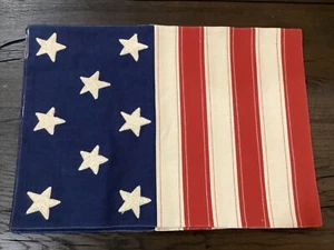 NWT Pottery Barn American Flag Cotton Placemat Set OF 4 Red White Blue Patriotic - Picture 1 of 4