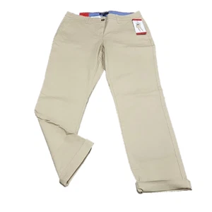 Nautica Womens Dressy Button Zip Fly Cuffed Pants with Pockets Size 8 Khaki - Picture 1 of 11