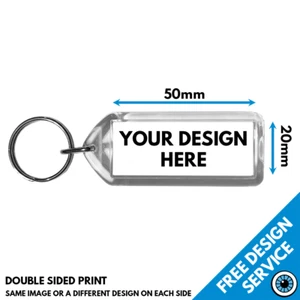 50 x 20mm Custom Printed Keyring • Key Ring Personalised Print Keyrings 50x20mm - Picture 1 of 6