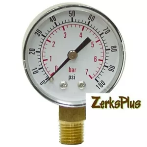 100 PSI DRY 2-1/2" Manometer schwarz Stahlgehäuse untere Halterung - Bild 1 von 1
