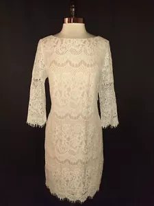 NEW JESSICA HOWARD Size 16 Sheath Dress Ivory Lace Beige Lining 3/4 Sleeve - Picture 1 of 6
