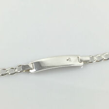 925 Sterling Silver Christening Baby CZ Id Bracelet Curb FREE ENGRAVING