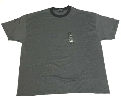 NWT Men's Gray/Black Basic Editions Short Sleeve T-Shirt - Size XL - Cotton/Poly - Image 1 of 3