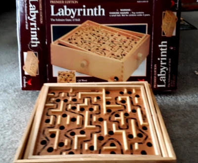 VTG Labyrinth Wooden Tilting Maze Game - WORKS!  PREMIER EDITION` 2 balls inside - Image 1 of 4