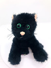 Webkinz Black Furry Kitty Cat 8" Plush #HM135 Green Eyes Halloween No Code Ganz