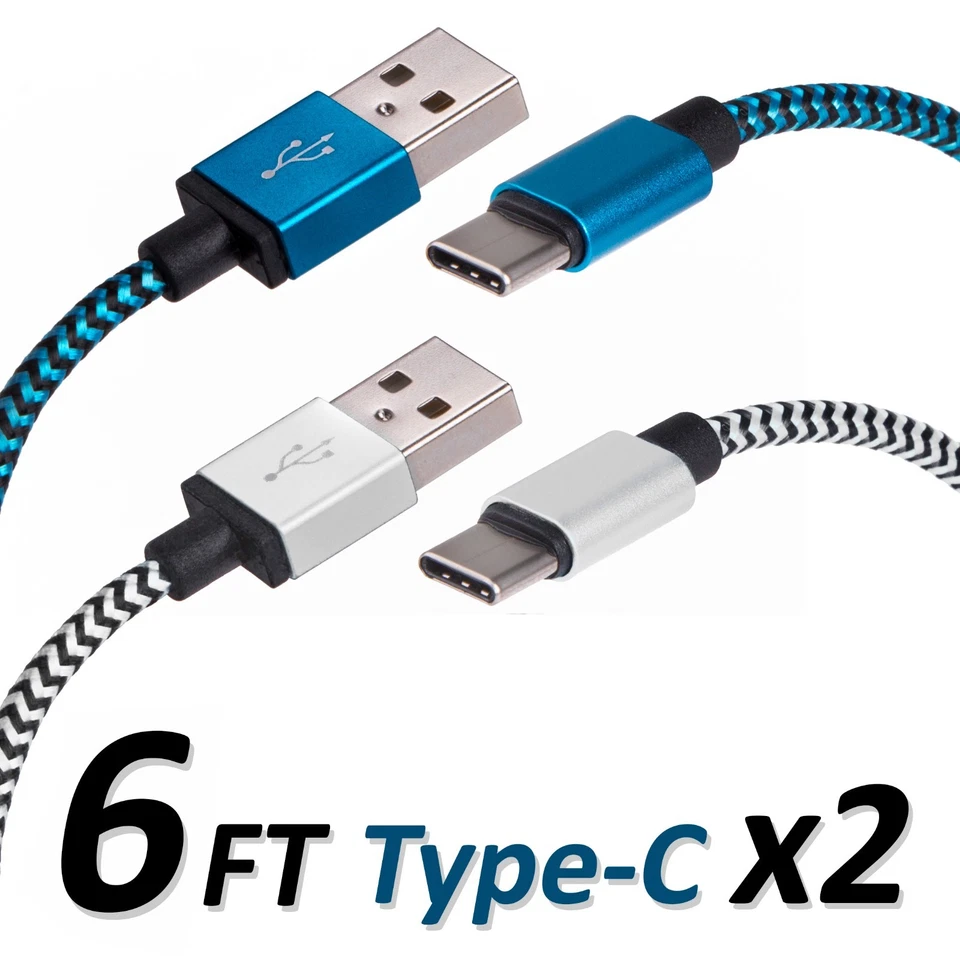 6 FT Type C USB Charger Data Cable For Android Device Type-C High Quality 2 Sets - Image 1 of 2
