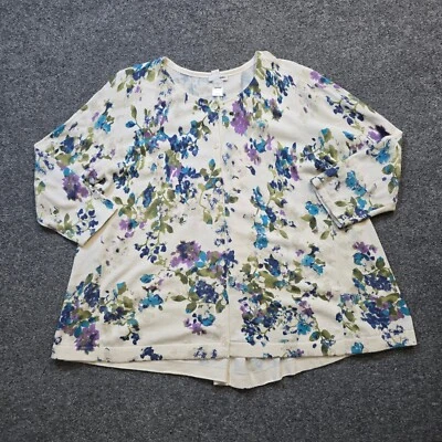 Cárdigan Suéter Jill Mujer Talla Mediana Blanco Floral Manga Larga Informal Carrera Foto 1 de 4