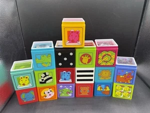 ELC Jungle / Safari Animal Sensory & Stacking Wonder Cubes Play Toy Blocks - Picture 1 of 19