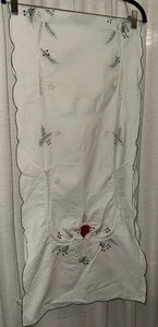 Christmas Embroidered Table Runner Candles Bells 66x15” - Picture 1 of 11