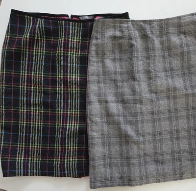 Лот из 2! Шерстяные юбки-карандаши в клетку с подкладкой, 10, как раз вовремя для осени!! Б/у в отличном состоянии! - Изображение 1 из 4