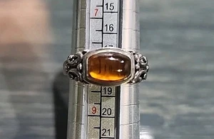 Vintage .925 Sterlingsilber natürlicher baltischer Honig Bernstein Cabochon Ring Größe 8 - Bild 1 von 5
