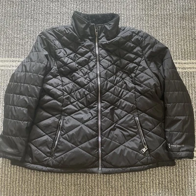 Chaqueta acolchada reversible Free Country 2XL negra con cremallera de piel sintética acogedora para mujer Foto 1 de 4