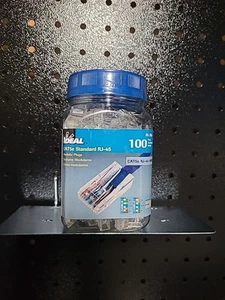 Ideal 86-396J CAT5e Standard RJ-45 8P8C Modular Plugs, 100 Pcs Jar NEW Sealed - Zdjęcie 1 z 5
