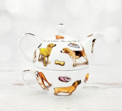 2010 Paul Cardew Dogs Ceramic Teapot & Teacup 3 Piece Set - Image 1 of 4