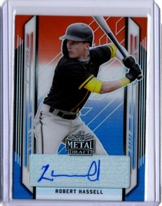 ROBERT HASSELL 2021 Leaf Metal Baseball Red White & Blue XRC RAINBOW AUTO 2/10 - Picture 1 of 3