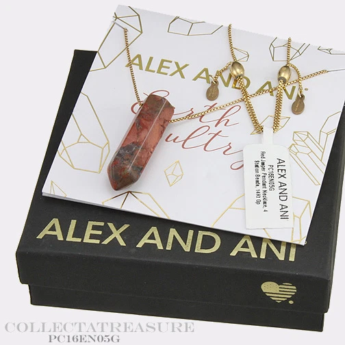 Auténtico collar expandible colgante de jaspe rojo Alex and Ani 14kt GP Foto 1 de 1