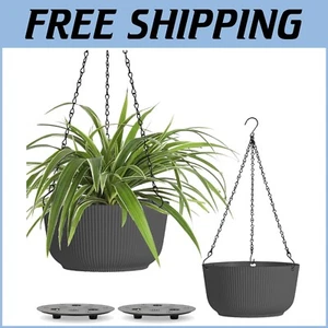 12-Inch Modern Self-Watering Hanging Planters – 2-Pack For Indoor/Outdoor Plants - Picture 1 of 11