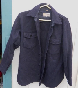 VINTAGE 60's BLACK WOOL CPO ANCHOR BUTTON LONG-SLEEVE SHIRT SZ LRG BY BRIARCLIFF - Picture 1 of 6