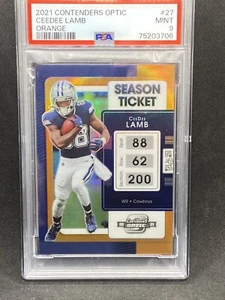 CEEDEE LAMB 2021 PANINI CONTENDERS OPTIC ORANGE SEASON TICKET 36/50 PSA 9 POP 1 - Picture 1 of 2