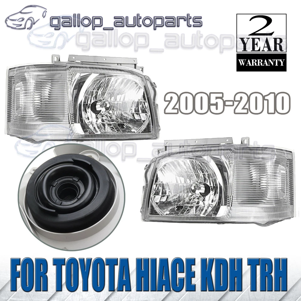 Pair LH+RH Headlight Lamp For Toyota Hiace Commuter TRH KDH Van Bus 2005-2010 H4 - image 1 of 4
