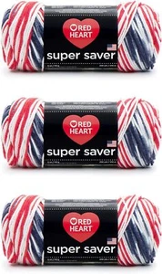 Red Heart Super Saver Yarn, 3 Pack, Americana 3 Count - Picture 1 of 1