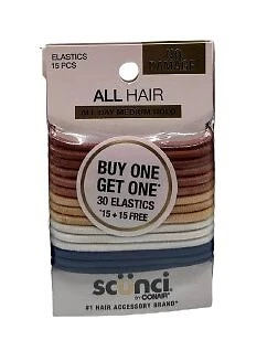 Corbatas elásticas de sujeción media para todo el día Scunci sin daños 15 quilates (paquete de 2) Foto 1 de 1