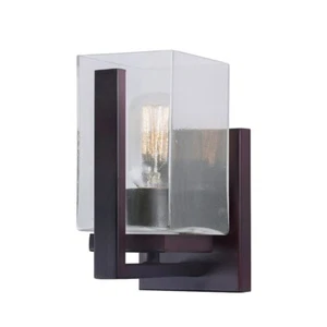 Forte Lighting Sammi 1 Light Wall Sconce, Bronze/Clear Square - 5187-01-32 - Picture 1 of 1