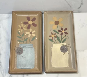 Happily Ever After /LoveYou More Floral Mason Wood Tray/Wall Decor Hand Paint - Picture 1 of 8