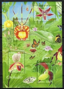 France Stamps — Souvenir Sheet of 4 — 2005, Orchids #3105a MNH - Picture 1 of 1