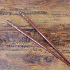 Vintage 50's Japanese Ornamental Chopsticks (Hair Pin) Set, Brown with  goldleaf - Picture 1 of 5