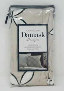 Charter Club Damask Designs Pima Cotton Outlined Geometric Pillow Sham - EURO - Picture 1 of 3