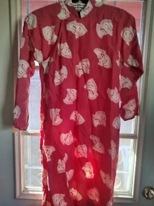 Vintage Chinese 40's Rayon Dress, Sz Small Side Snaps Pink And White Design - Picture 1 of 6