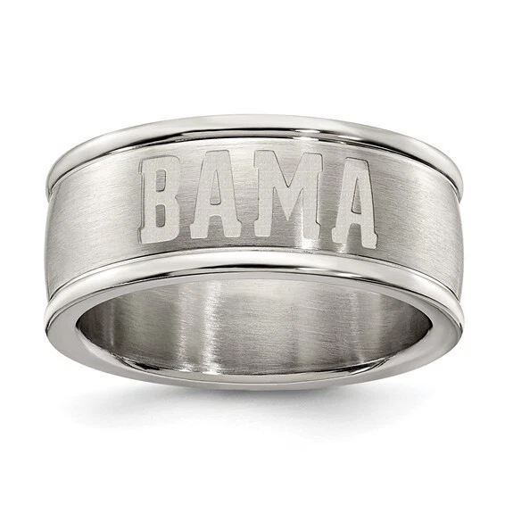 UNIV OF ALABAMA STAINLESS STEEL LOGO BAND RING UAL335-SZ9 $90.90 - Image 1 of 1