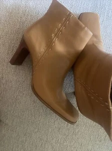 Bruno Valenti Leather Booties Women's Briana Size 6.5 Besh Leather Square Toe - Picture 1 of 4