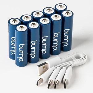Bump AA High Capacity Rechargeable Batteries 1.2V 1000mAh USB Type C Cable 10PCS - Picture 1 of 9