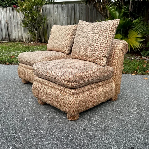 Vintage Billy Baldwin Style Rollback Hollywood Regency Coastal Palm Beach Pair Cover